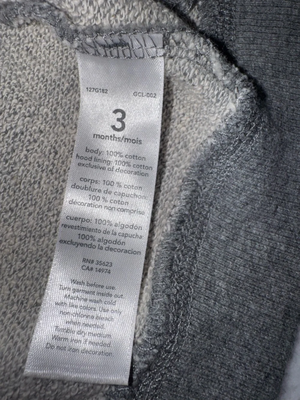Carter's Grey Zip-Up Hoodie with Patterned Hood Lining